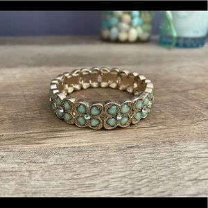 NWOT Gold and Pastel Green Shamrock Bracelet